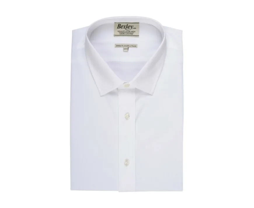Camisa de popelina de algodón blanca - Cuello francés Louis-Bexley Fashion