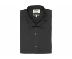 Camisa de popelina de algodón negra - Cuello francés Louis-Bexley Online