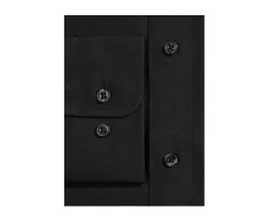 Camisa de popelina de algodón negra - Cuello francés Louis-Bexley Online