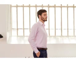 Camisa de sarga blanca con cuadro Rosa Claro Martinien-Bexley Hot
