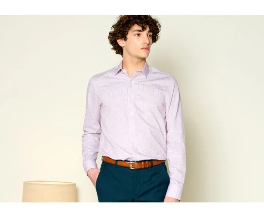 Camisa de sarga blanca con cuadro Burdeos Martinien-Bexley Online