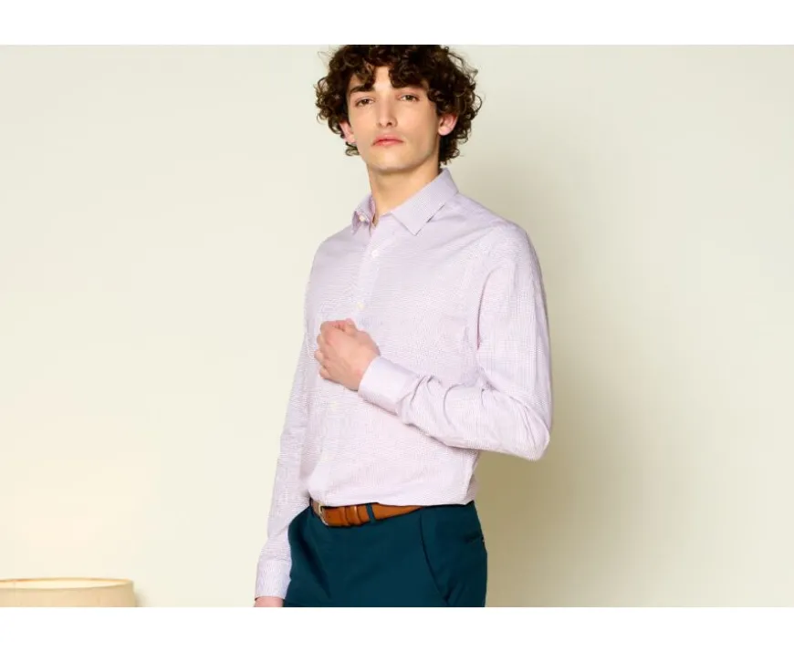 Camisa de sarga blanca con cuadro Burdeos Martinien-Bexley Online