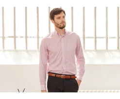Camisa de sarga Blanco con pequeños cuadros Rojo Stellan-Bexley Best