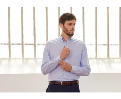 Camisa de sarga Blanco con pequeños cuadros Azul Stellan-Bexley Hot