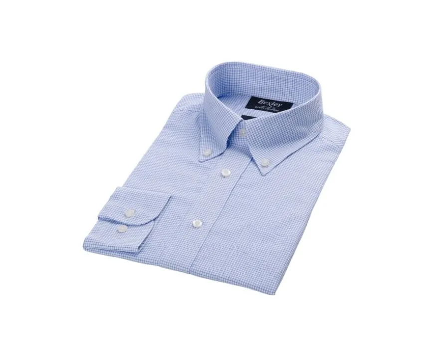 Camisa de sarga Blanco con pequeños cuadros Azul Stellan-Bexley Hot