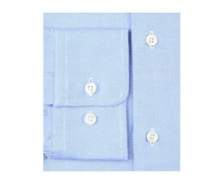 Camisa de sarga de espiga azul - Cuello italiano Luigi-Bexley Shop