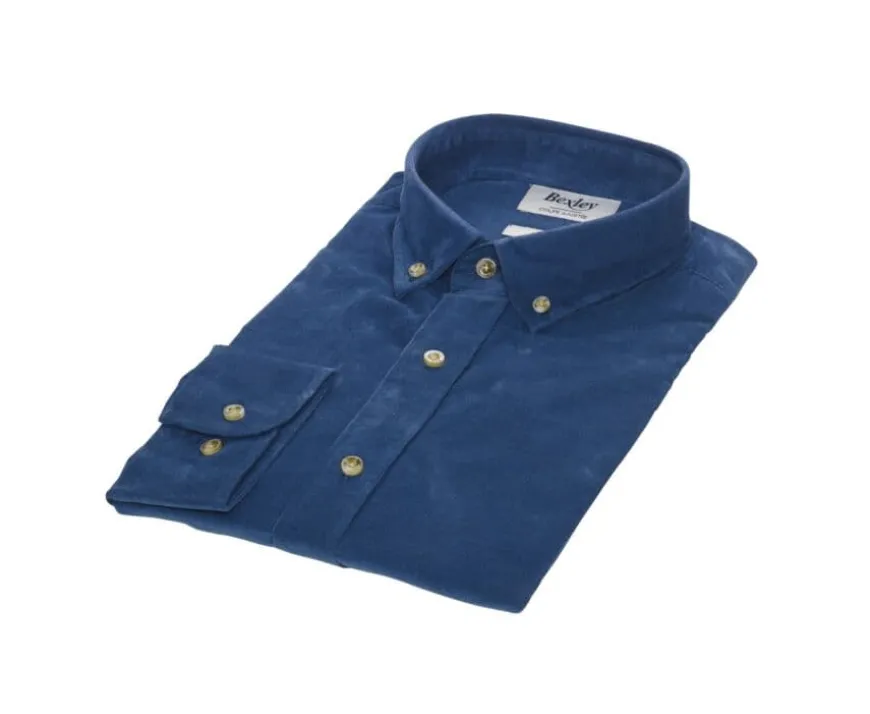 Camisa de terciopelo Azul vaquero - Cuello americano Wayne-Bexley Discount