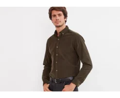 Camisa de terciopelo Caqui - Cuello americano Wayne-Bexley Store