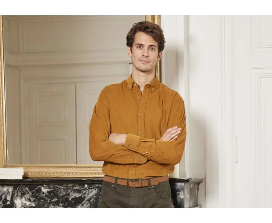 Camisa de terciopelo Caramelo - Cuello americano Wayne-Bexley Discount