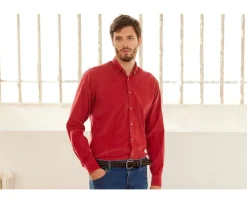 Camisa de terciopelo Coral Oscuro - Cuello americano Wayne-Bexley Shop