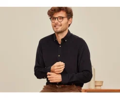 Camisa de terciopelo Marino oscuro - Cuello americano Wayne-Bexley Hot