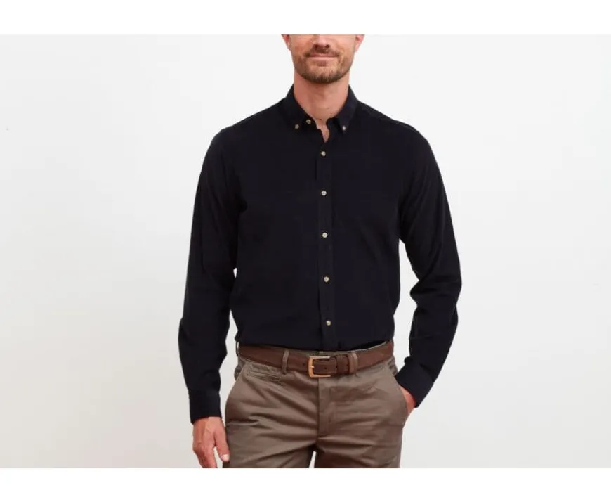 Camisa de terciopelo Marino oscuro - Cuello americano Wayne-Bexley Hot