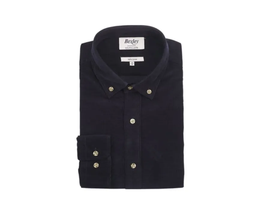 Camisa de terciopelo Marino oscuro - Cuello americano Wayne-Bexley Hot