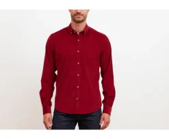 Camisa de terciopelo Rojo oscuro - Cuello americano Wayne-Bexley Best Sale