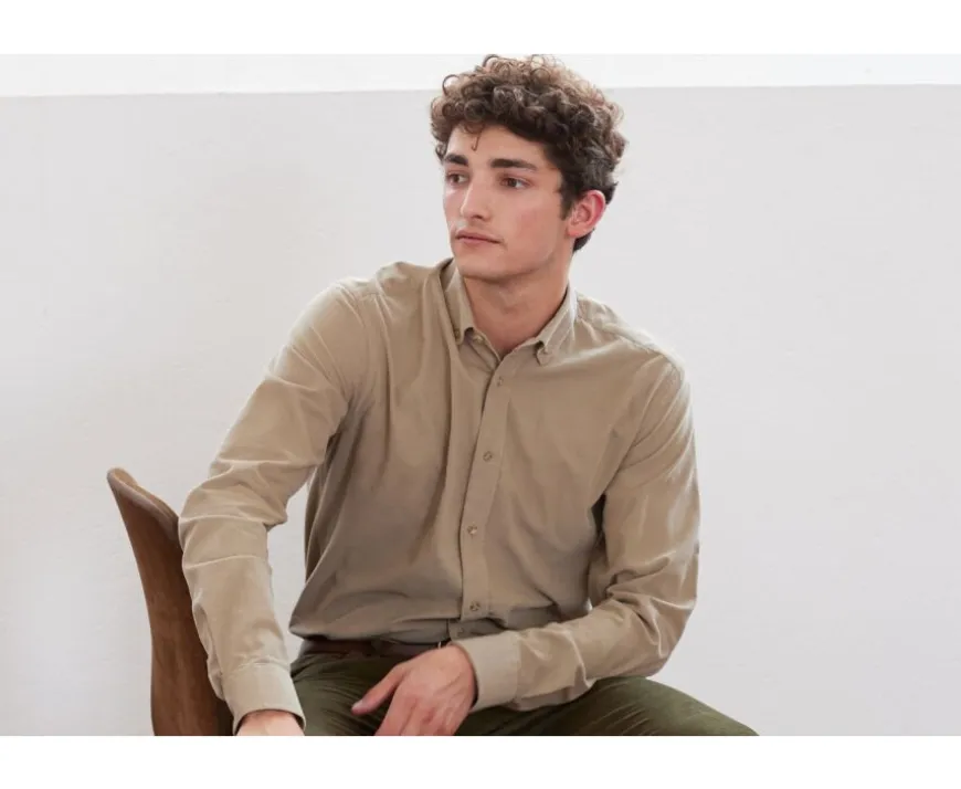 Camisa de terciopelo Topo Claro - Cuello americano Wayne-Bexley Cheap