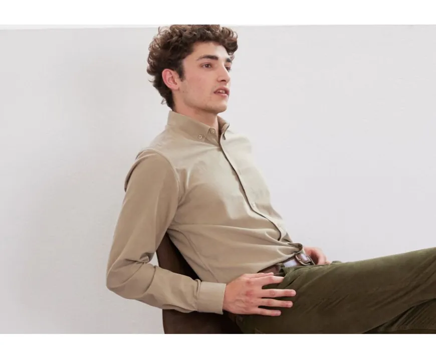 Camisa de terciopelo Topo Claro - Cuello americano Wayne-Bexley Cheap