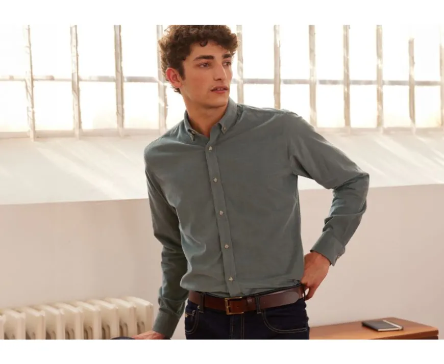 Camisa de terciopelo Verde tila - Cuello americano Wayne-Bexley Cheap