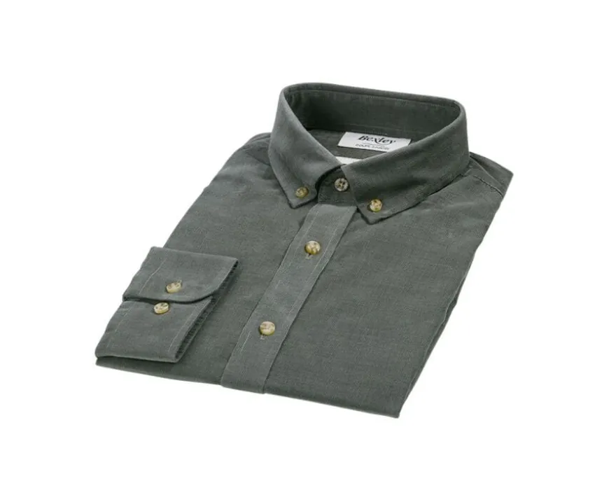 Camisa de terciopelo Verde tila - Cuello americano Wayne-Bexley Cheap