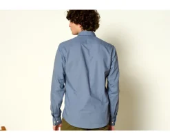 Camisa lisa de lino de algodón Azul Tormenta Silbert-Bexley Best