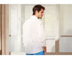 Camisa lisa de lino de algodón Blanco Silbert-Bexley Outlet