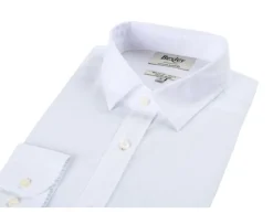 Camisa lisa de lino de algodón Blanco Silbert-Bexley Outlet