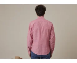 Camisa lisa de lino de algodón Chambray Rojo Silbert-Bexley Fashion