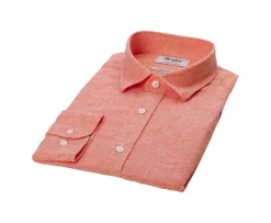 Camisa lisa de lino de algodón Chambray Naranjo Silbert-Bexley Online