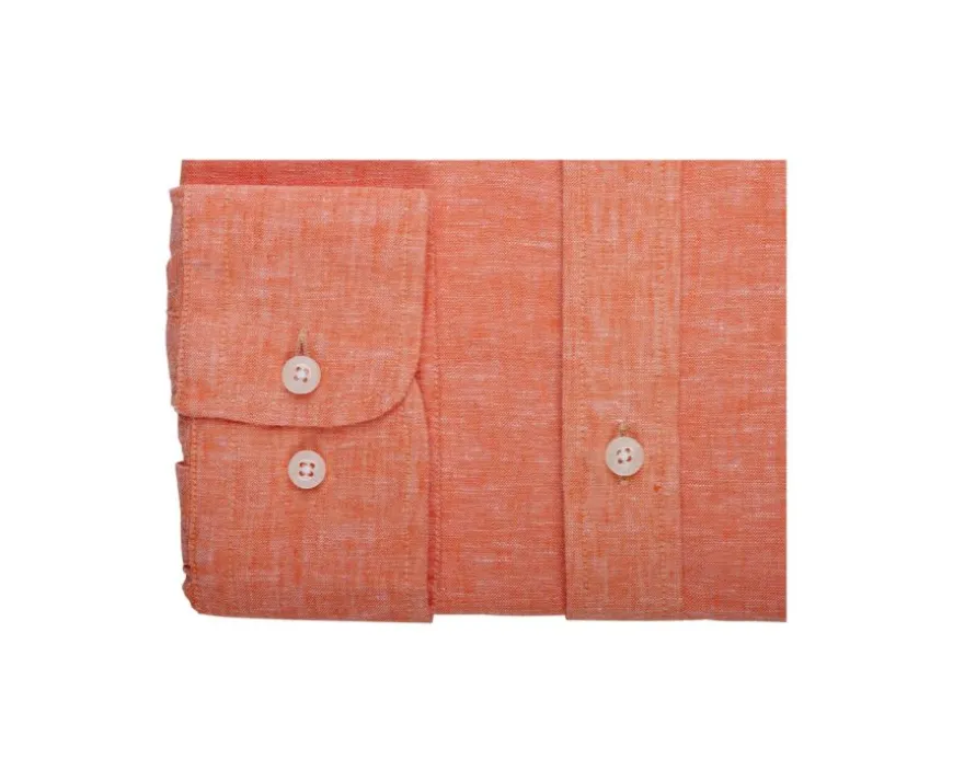 Camisa lisa de lino de algodón Chambray Naranjo Silbert-Bexley Online