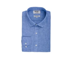 Camisa lisa de lino de algodón Chambray Azul & Océano Silbert-Bexley Shop
