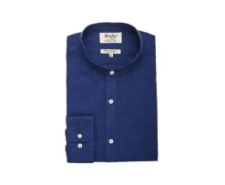 Camisa lisa de lino de algodón Chambray Indigo Elibert-Bexley Fashion