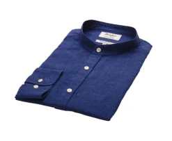 Camisa lisa de lino de algodón Chambray Indigo Elibert-Bexley Fashion