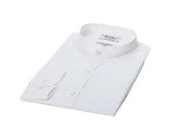 Camisa lisa de lino de algodón Chambray Blanco Elibert-Bexley Online