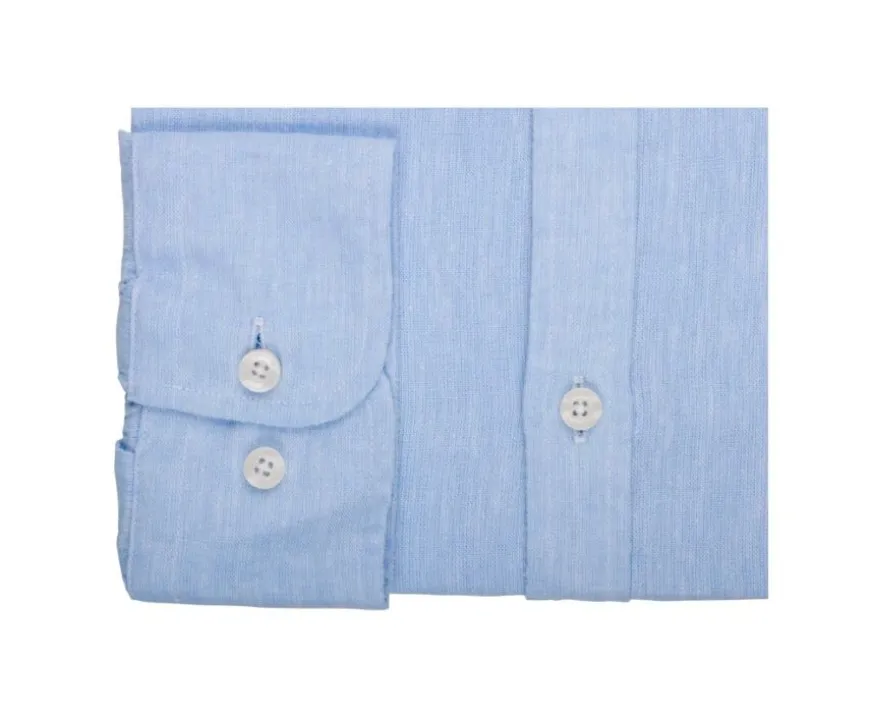 Camisa lisa de lino de algodón Chambray Azul claro Elibert-Bexley Outlet