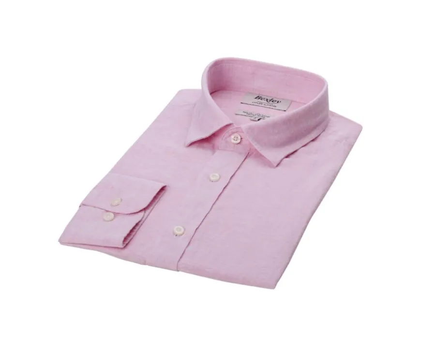 Camisa lisa de lino de algodón Chambray Rosa Silbert-Bexley Hot