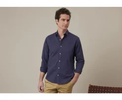 Camisa lisa de lino de algodón Marino Silbert-Bexley Best