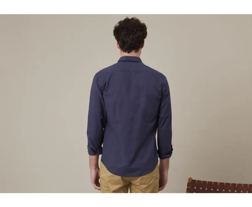 Camisa lisa de lino de algodón Marino Silbert-Bexley Best
