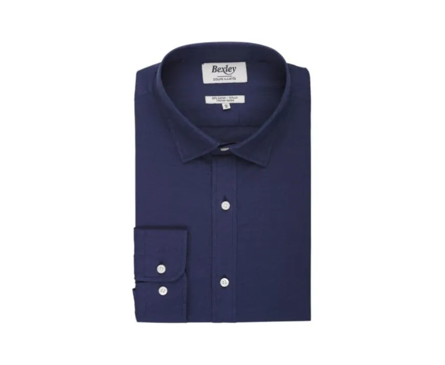 Camisa lisa de lino de algodón Marino Silbert-Bexley Best