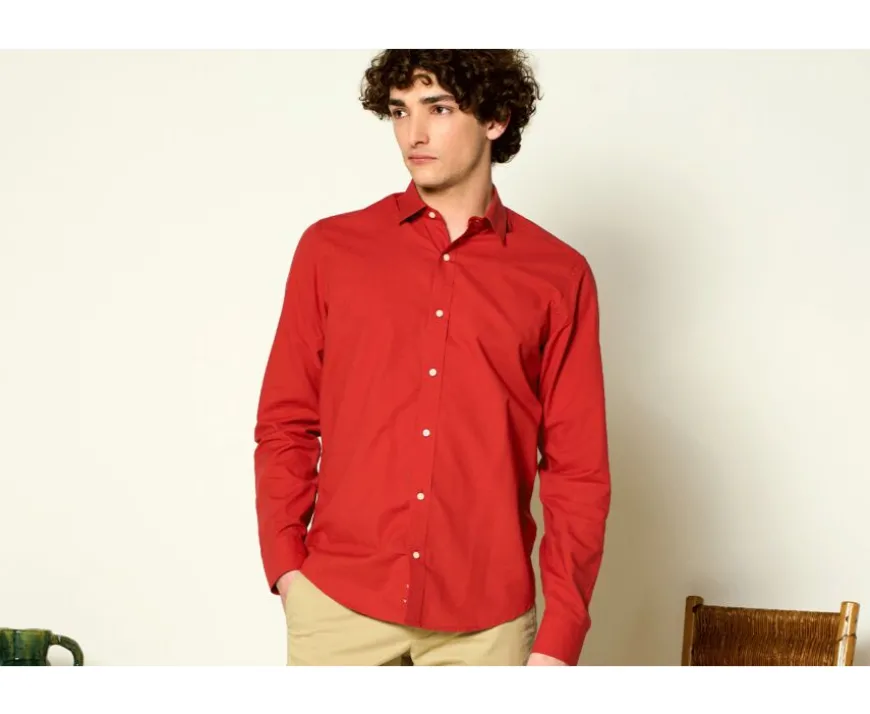 Camisa lisa de lino de algodón Ocre Silbert-Bexley Online