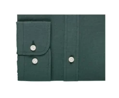 Camisa lisa de lino de algodón Verde oscuro Silbert-Bexley Flash Sale