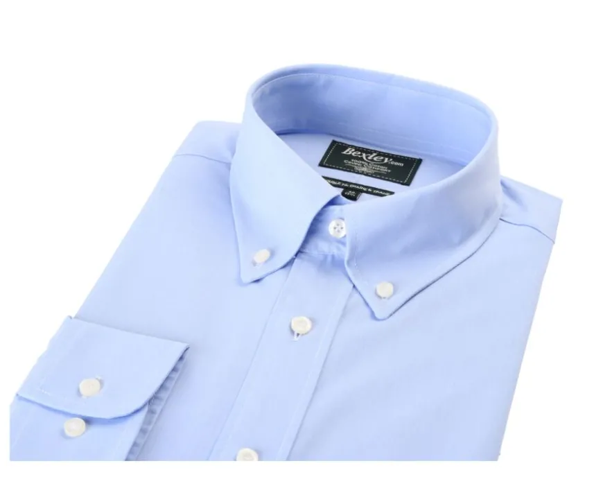 Camisa Oxford azul con bolsillo - Cuello americano Harold-Bexley Outlet