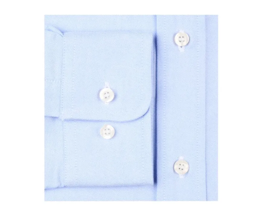 Camisa Oxford azul con bolsillo - Cuello americano Harold-Bexley Outlet