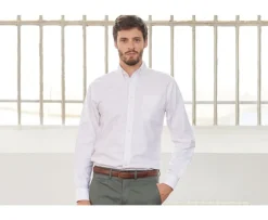 Camisa Oxford blanca con bolsillo - Cuello americano Harold-Bexley Flash Sale
