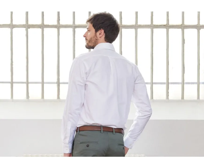 Camisa Oxford blanca con bolsillo - Cuello americano Harold-Bexley Flash Sale