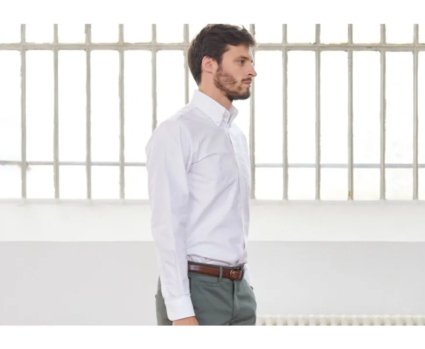 Camisa Oxford blanca con bolsillo - Cuello americano Harold-Bexley Flash Sale