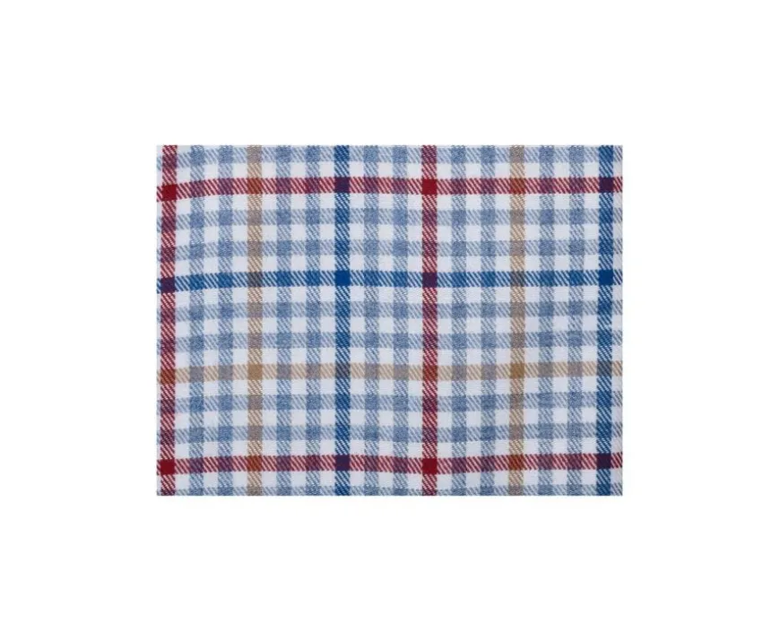 Camisa Oxford de algodón Azul claro, rojo y camel - Cuello americano Shanton-Bexley Clearance