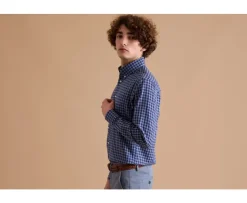 Camisa Oxford de algodón Azul marino y Azul nórdico - Cuello americano Elvin-Bexley Shop