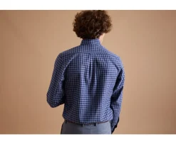 Camisa Oxford de algodón Azul marino y Azul nórdico - Cuello americano Elvin-Bexley Shop