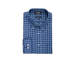 Camisa Oxford de algodón Azul marino y Azul nórdico - Cuello americano Elvin-Bexley Shop