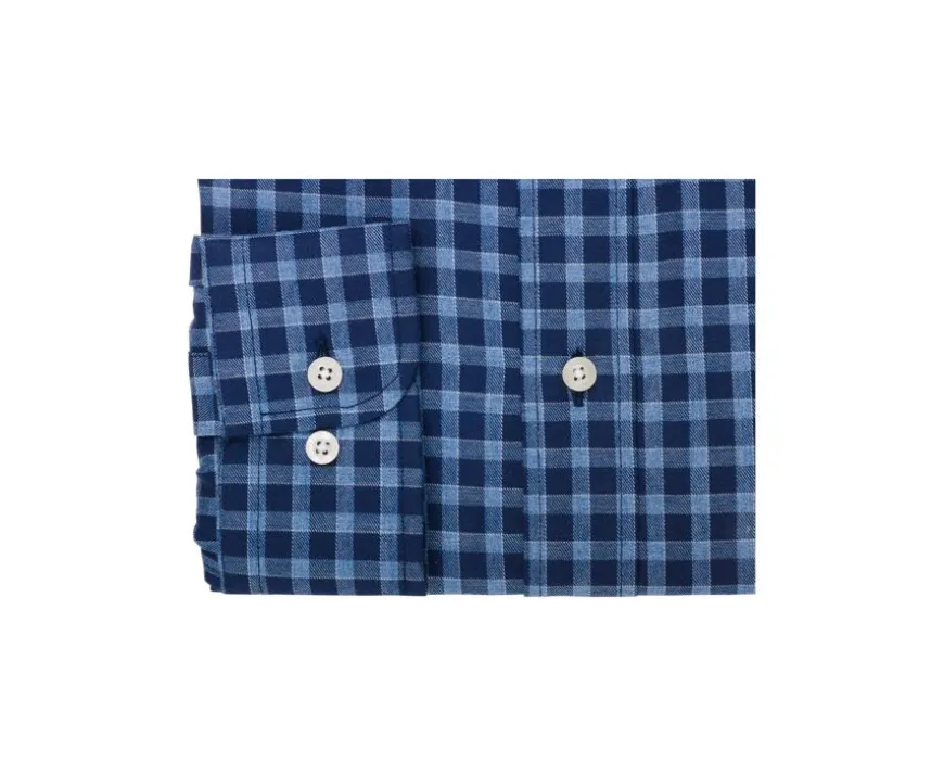 Camisa Oxford de algodón Azul marino y Azul nórdico - Cuello americano Elvin-Bexley Shop