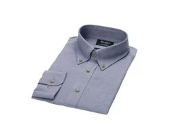 Camisa Oxford de algodón Azul vaquero - Cuello americano Varick-Bexley Cheap